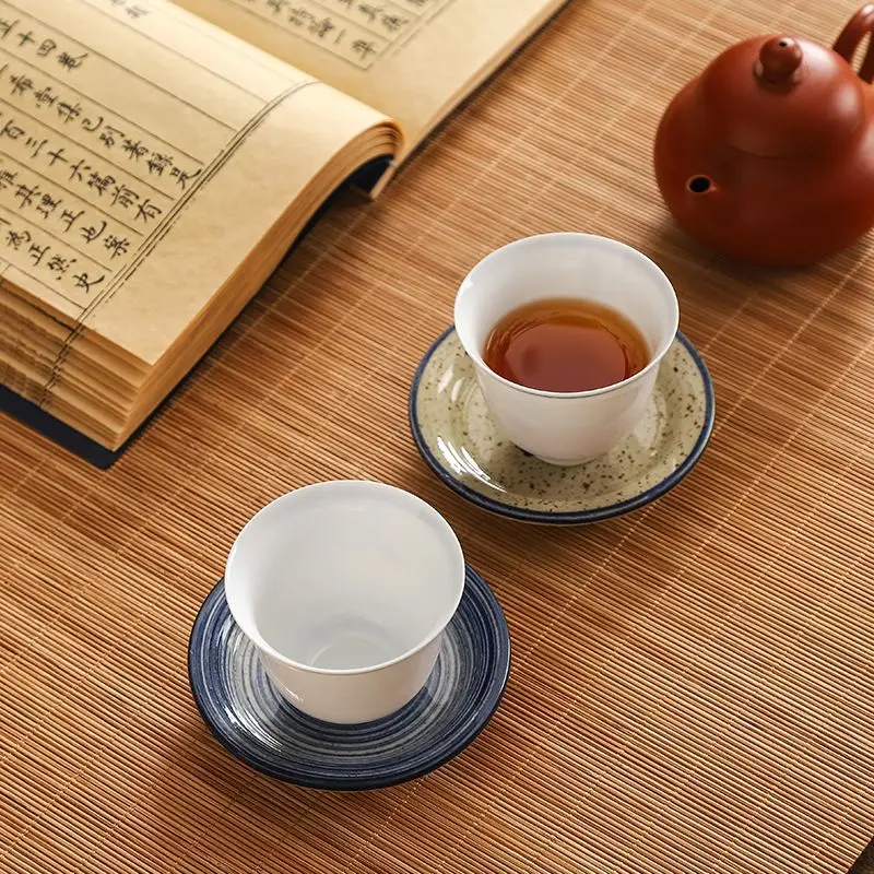 1PC New Chinese Style Hand Painted Ceramic Cup Insulated Tea Tray Household Kung Fu Tea Set Anti Scald Cup Mat