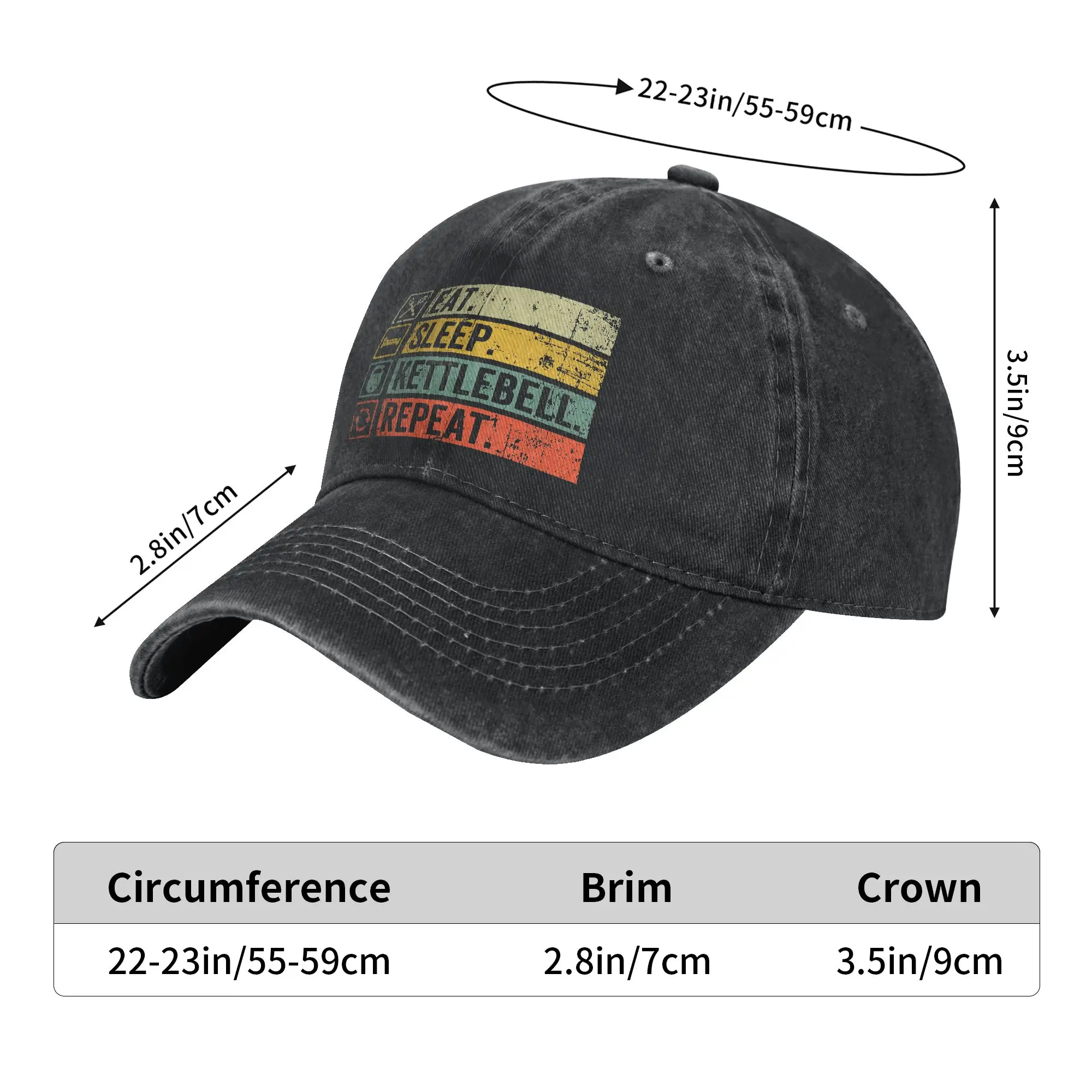 Retro Eat Sleep Kettlebell Repeat Fitness Gym Casual Baseball Cap  Running Hippie Trucker Hat Spring High Quality Snapback Cap