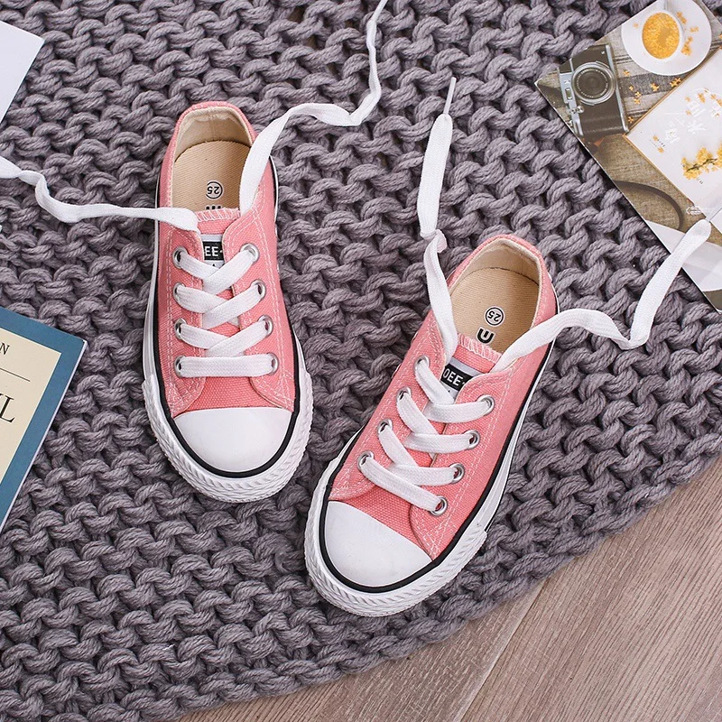 Children Canvas Shoes Spring Green Baby Soft Casual Sneakers Kindergarten White Shoes Boys Girls Candy Color Canvas Shoes