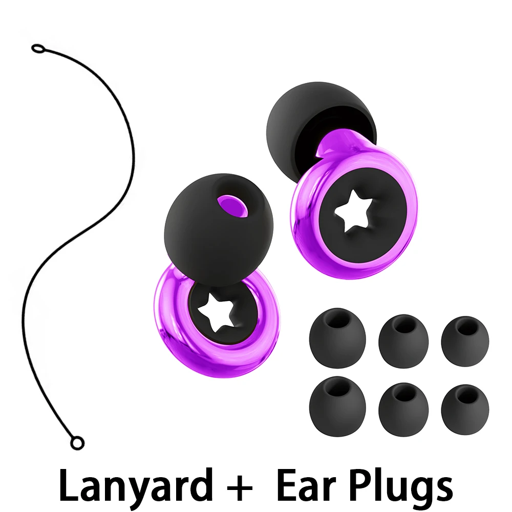 Waterproof Anti Noise Ear Plugs Set with Lanyard Ultra Sleep Aid Swim & Concert Hearing Protection Earplug - Noise Cancelling Sl