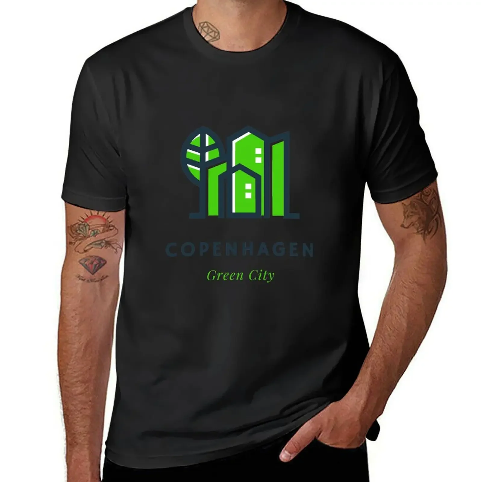 Copenhagen Denmark Sustainable Green City Logo T-Shirt summer top tops man clothes tee shirts for men