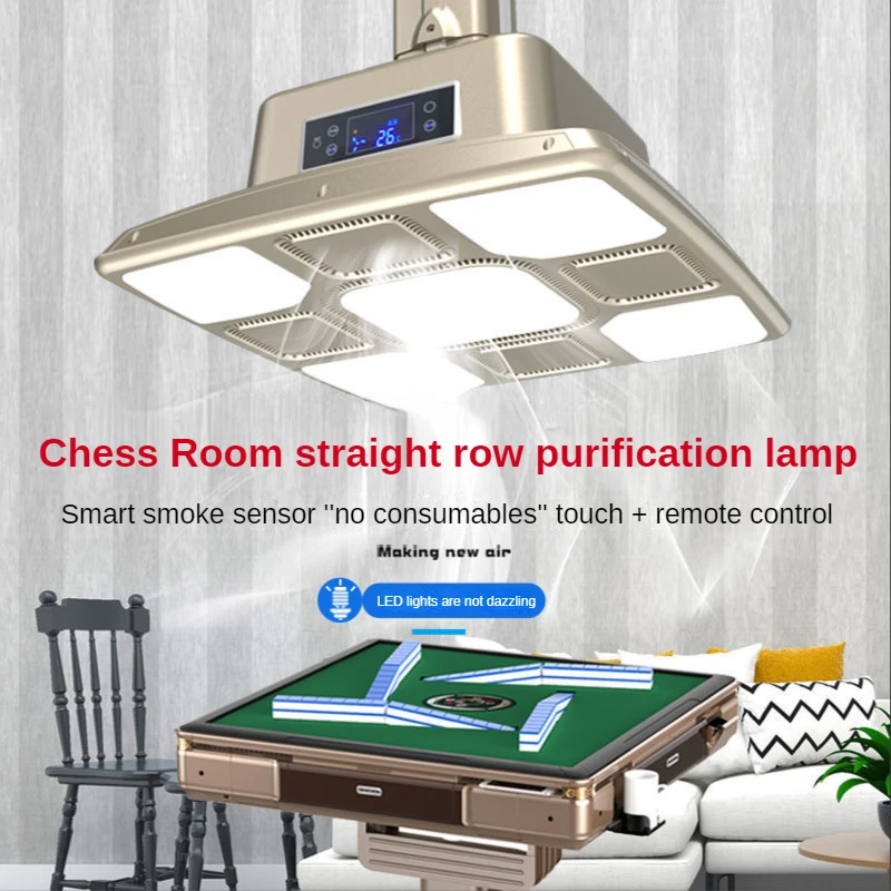 New Modern LED Pendant Lights Mahjong Machine Smoking Light Chess Room Air Purifier Chandelier Remote Control Touch