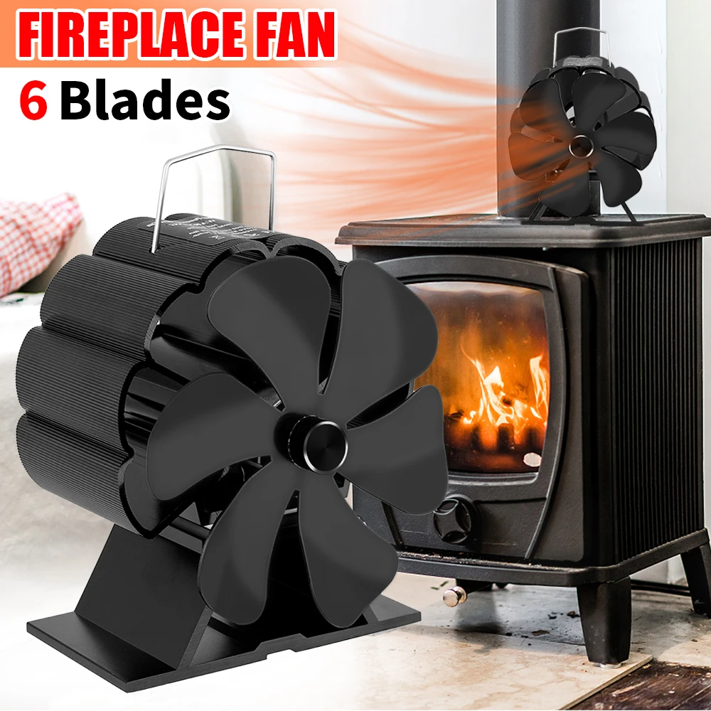 Mini Stove Fan 6 Blade Heat Powered Fireplace Fan Free Standing Log Wood Burner Eco Quiet Home Warm Efficient Heat Distribution