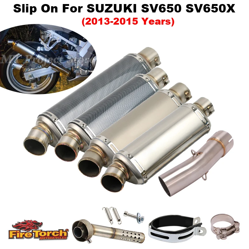 

Slip On For SUZUKI SV650 SV 650 SV650X 2003 - 2015 Years Motorcycle Exhaust Escape System Middle Link Pipe With Moto Muffler