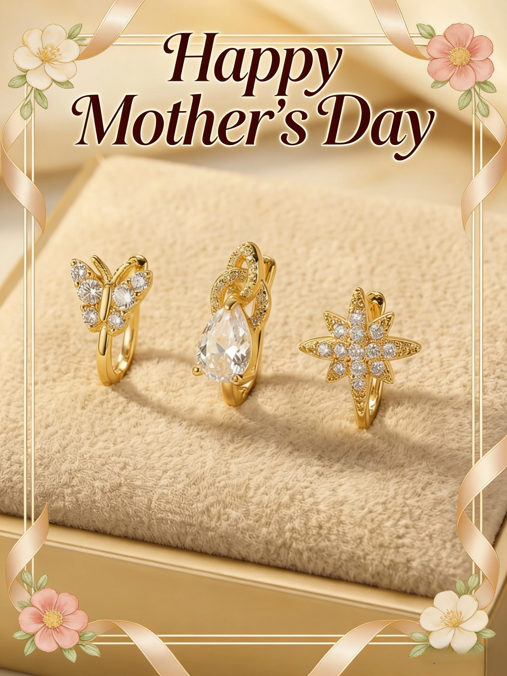 3-piece fashionable and elegant nose clip set, copper material inlaid with artificial zircon Mother's Day gift, daily party wear