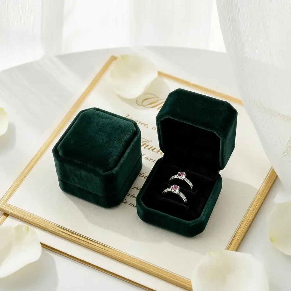 Vintage Dark Green Suede Jewelry Box Velvet Cover Hard Case Shock-Proof Organizer for Travel Jewelry Storage