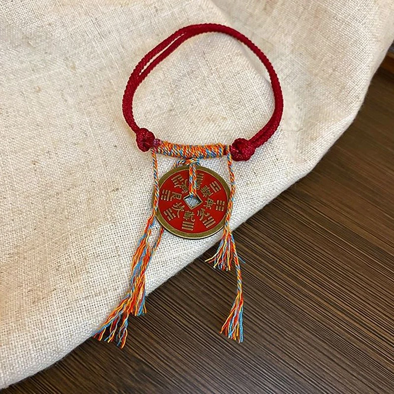 New Chinese Tibetan Style National Style Hand Rope Mountain Ghost Spending Red Rope Hand-woven Copper Bracelet For Men And Women image 3