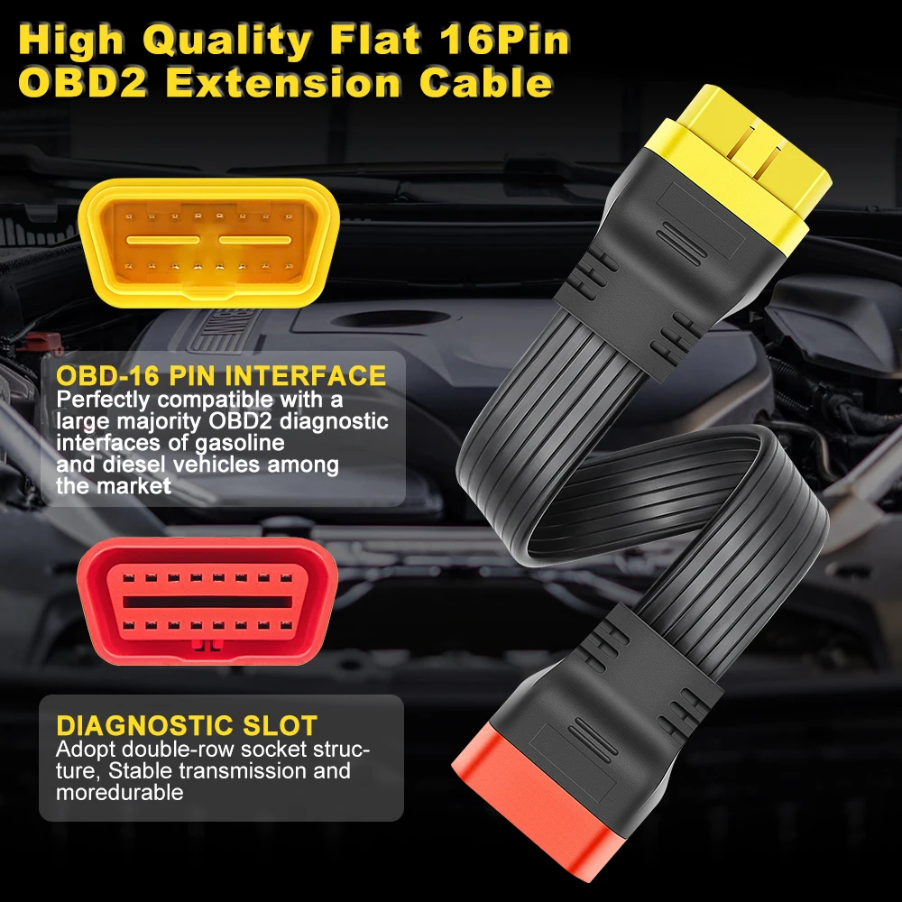 OBD2 OBDII Extension cable Male To Female Connector 16Pin Diagnostic tool for ELM327 Launch Thinkdiag adapter Unbendable