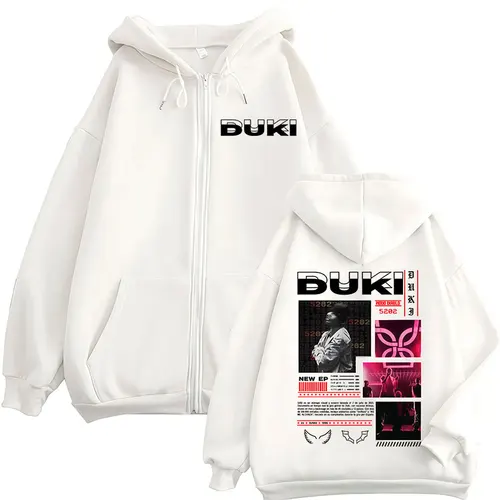 Imagen 2 del producto Rapero Duki 5202 MIXTAPE álbum cremallera sudaderas con capucha hombres mujeres ropa moda sudaderas con cremallera polar Casual jerseys de gran tamaño