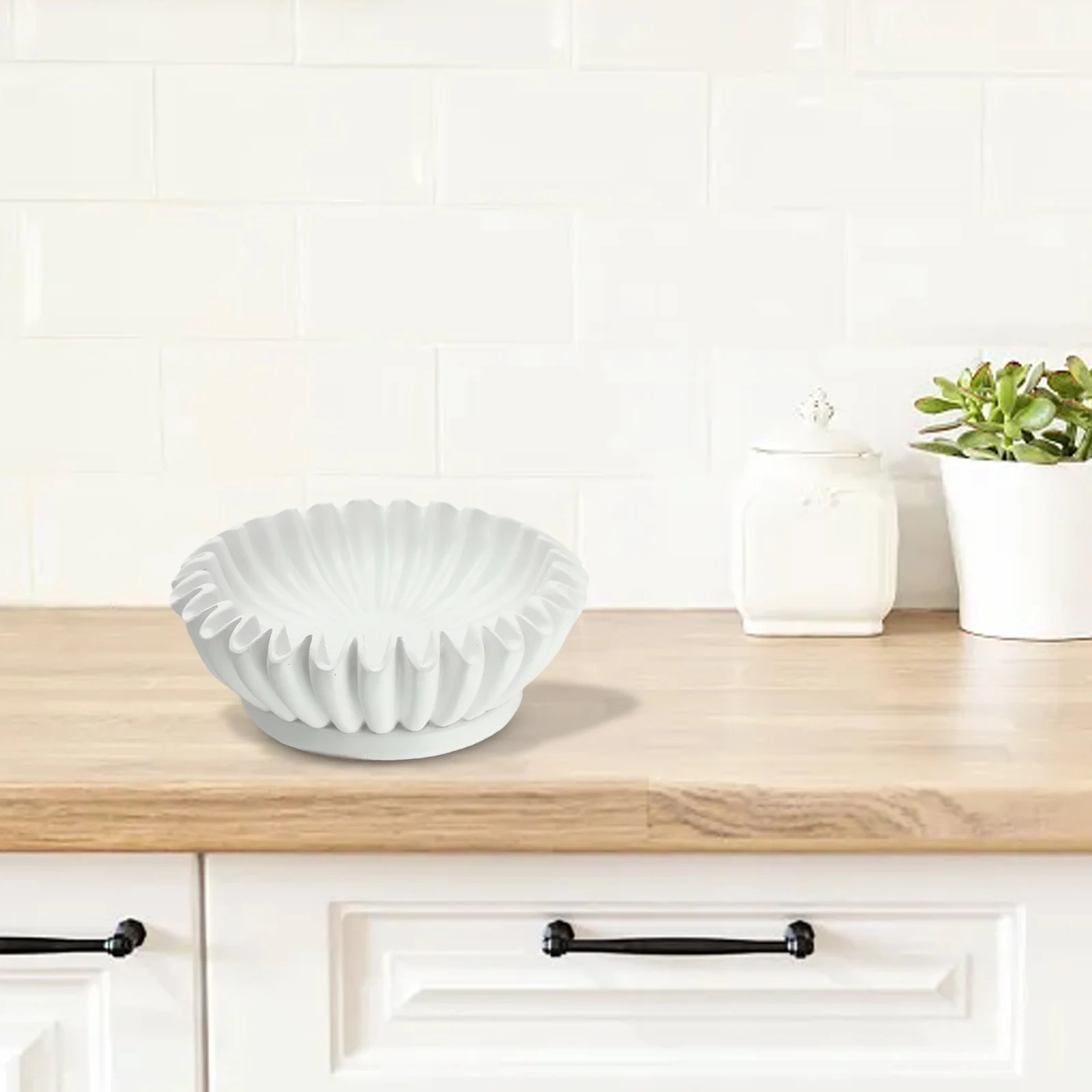 

Decorative Bowl Fruit Bowl Smooth White Groove Structurally Sturdy Versatile Decorative Bowl For Holding Fruits