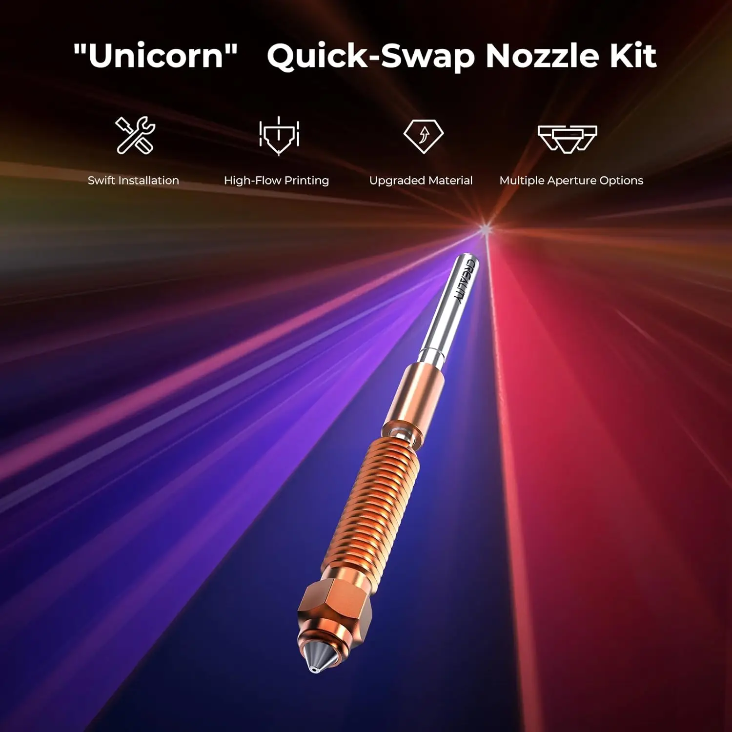 Creality 3D K1C/Ender3 V3 Nozzles Unicorn Quick-Swap Nozzle Kit 0.4,0.6,0.8mm Upgraded Hardened Steel High-Speed Nozzles