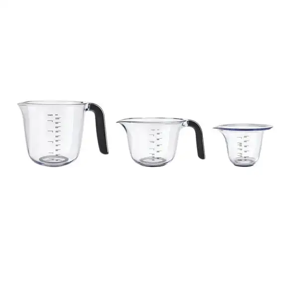 

3-Piece Stackable Plastic Measuring Cup Set, Black