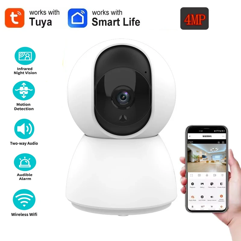 Taya 4MP WiFi HD Camera Suitable for Smart Home Indoor Wireless IP Monitoring Camera Mobile Detection Security Baby Monitor