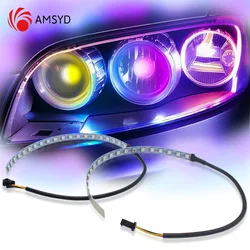 360 Degree LED RGB APP Bluetooth Devil Demon Eyes Car Motorcycle Projector Len-scar Angel Eye DRL Car Accessories