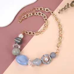 Vintage Geometric Acrylic Beaded Bib Collar Necklaces for Women Party Jewelry