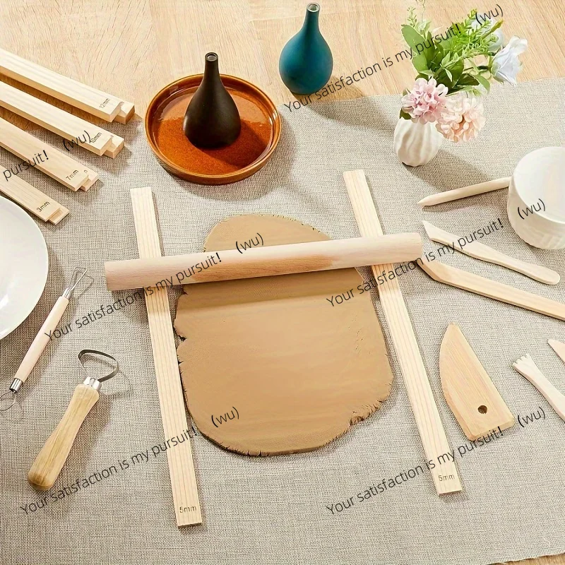 Wooden Rolling Pin Guides for Ceramics and Pottery Clay Crafting 10-Piece Uncharged Polymer Clay Thickness Strips with 5 Sizes