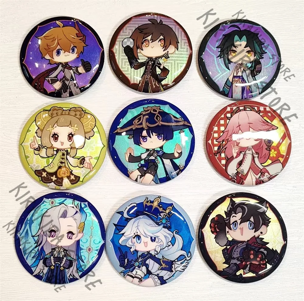 Genshin Impact Furina Tartaglia Neuvillette Badge Rocking Standing Sign Laser Sleutelhanger Acryl Stand Figuur Dubbele Flitser