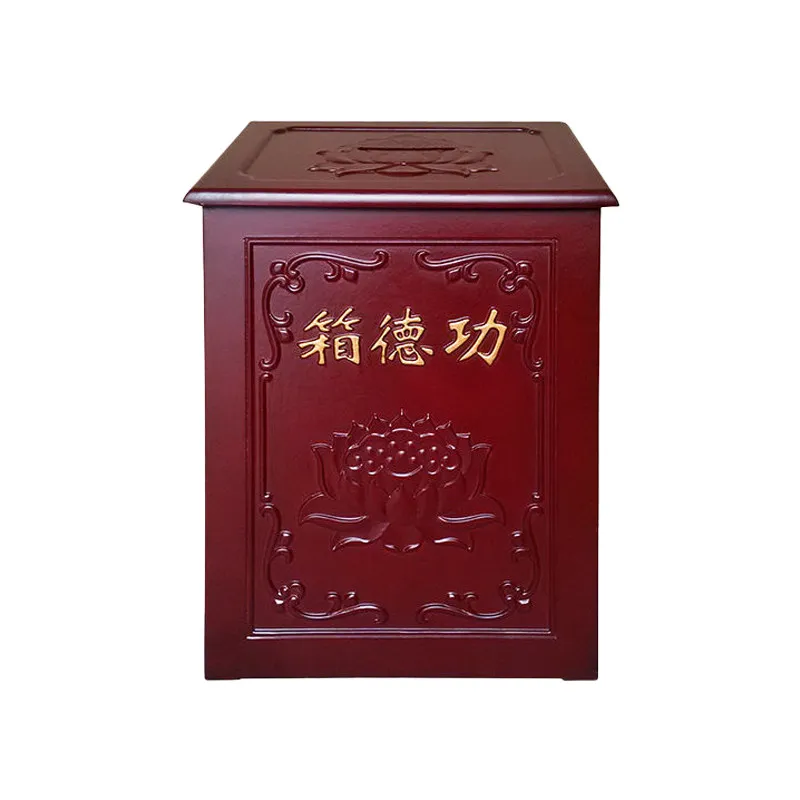 Cz temple merit box for home with lock small buddhist hall charity donation box oil incense for home