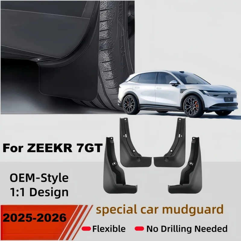 For ZEEKR 7GT 2025 2026 Car Mudguards Plastic Fender Cover Flares Splash Guard Cover Auto Mud Flaps Accessories