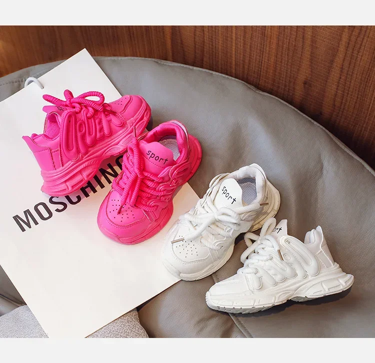 Frühling Herbst Jungen Mädchen Einfarbige Dad-Schuhe Kinder Dickbesohlte Atmungsaktive Weiche Rutschfeste Laufschuhe Kinder Campus Freizeitschuhe – Detail 7