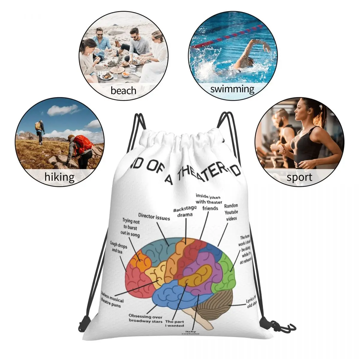 Mind Of A Theater Kid Backpacks Multi-function Portable Drawstring Bundle Pocket Sports Bag Book Bags For Travel Students