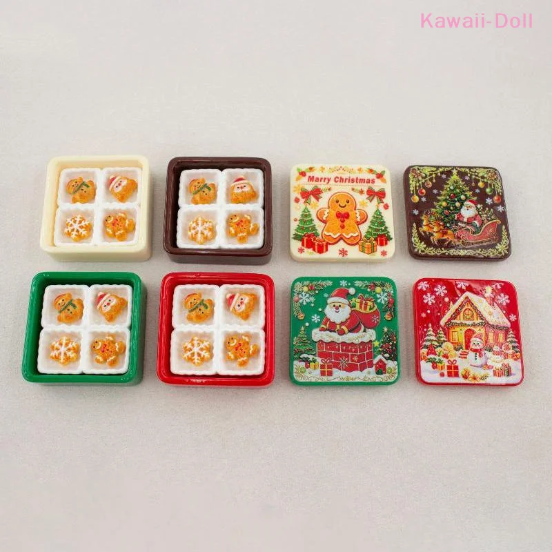 Puppenhaus Niedliche Weihnachts-Lebkuchen-Geschenkbox-Serie 3D-Harz-Cabochon DIY für Schlüsselanhänger, Ohrringe, Accessoires – Detail 4
