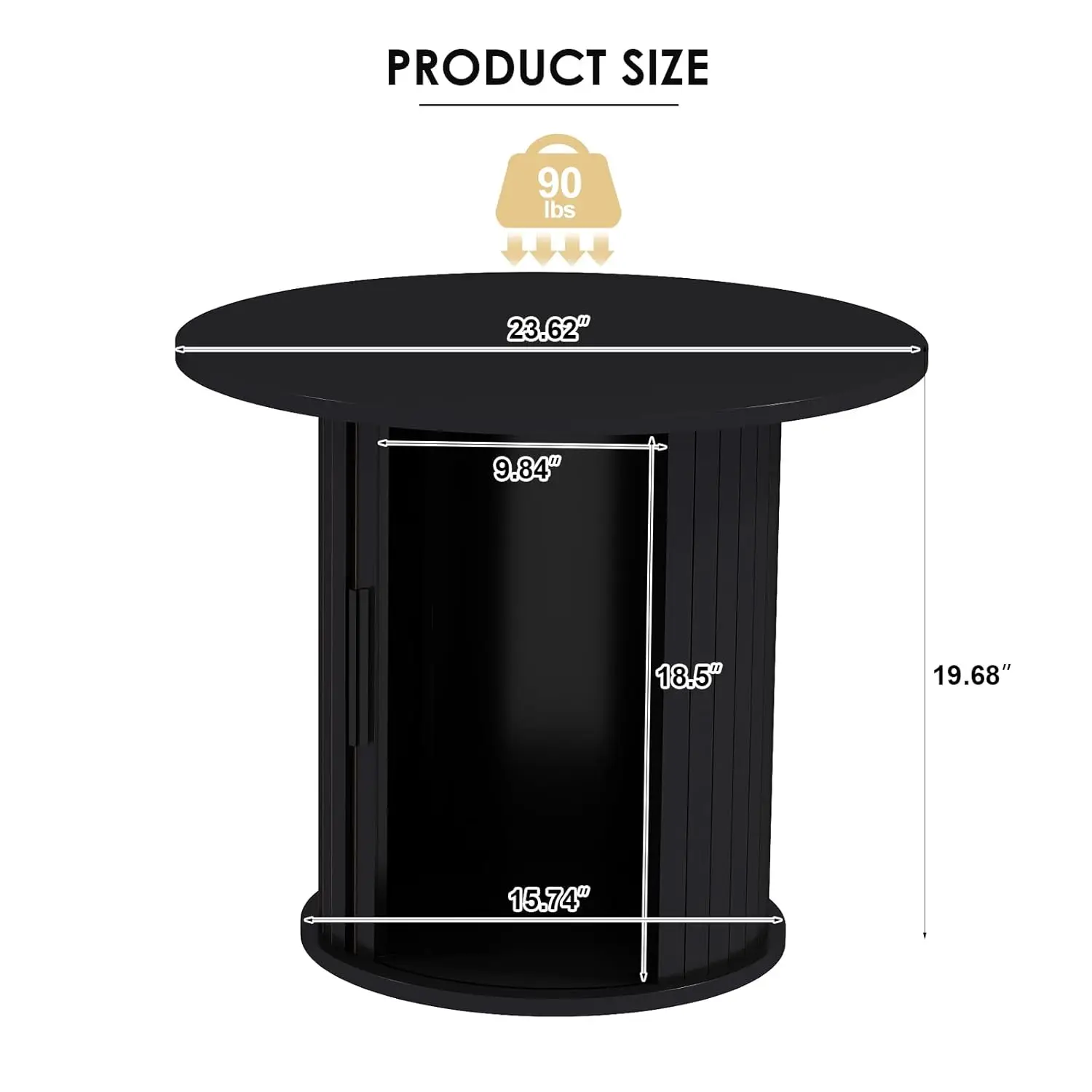 طاولة قهوة خشبية مستديرة مقاس 23.6 بوصة مع مساحة تخزين مخفية وباب منزلق، مجموعات طاولات جانبية للمزرعة الدائرية لغرفة المعيشة وغرفة النوم، Ba