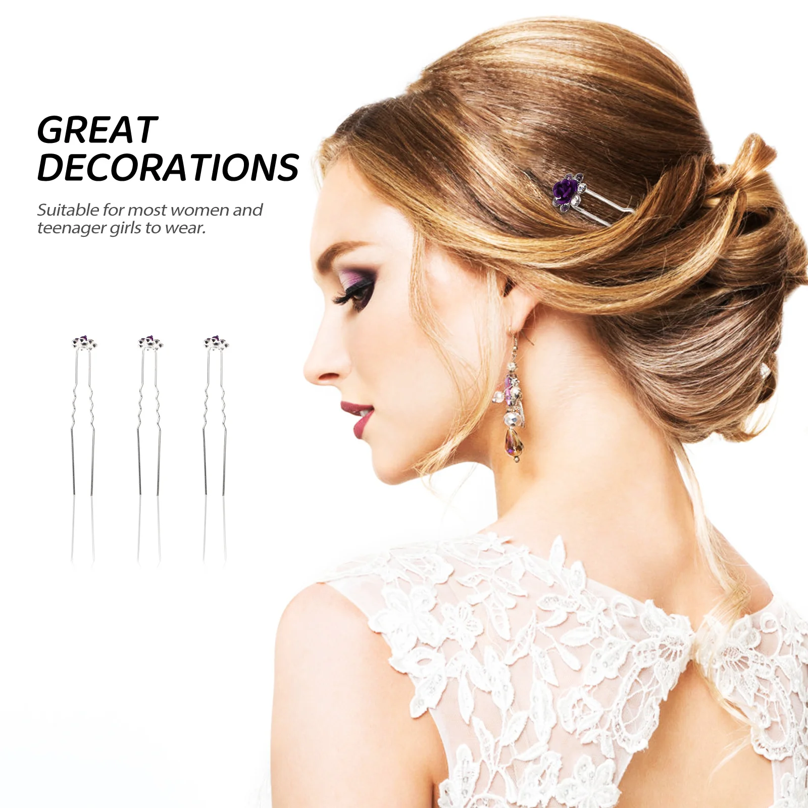 

20Pcs Glitter Rhinestone Hair Clips Stylish Rose Flower Crystal Hairpins for Women Girls Wedding Party Daily Use Accessories