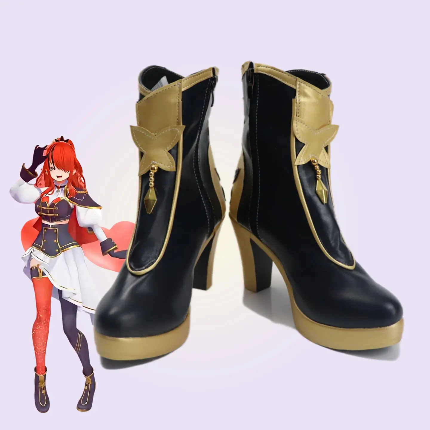 chaussures-de-cosplay-anime-nijisanji-lain-paterson-bottes-courtes-noires-en-cuir-pu-pour-carnaval-d'halloween