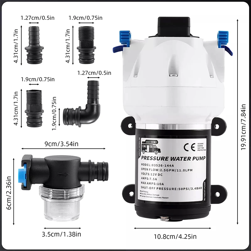 1 مجموعة RV التلقائي الذاتي فتيلة مجموعة مضخات المياه ل RV TRUMA أنظمة تخييم متنقل قافلة RV اكسسوارات 12 فولت 50PSI/3.4bar #6