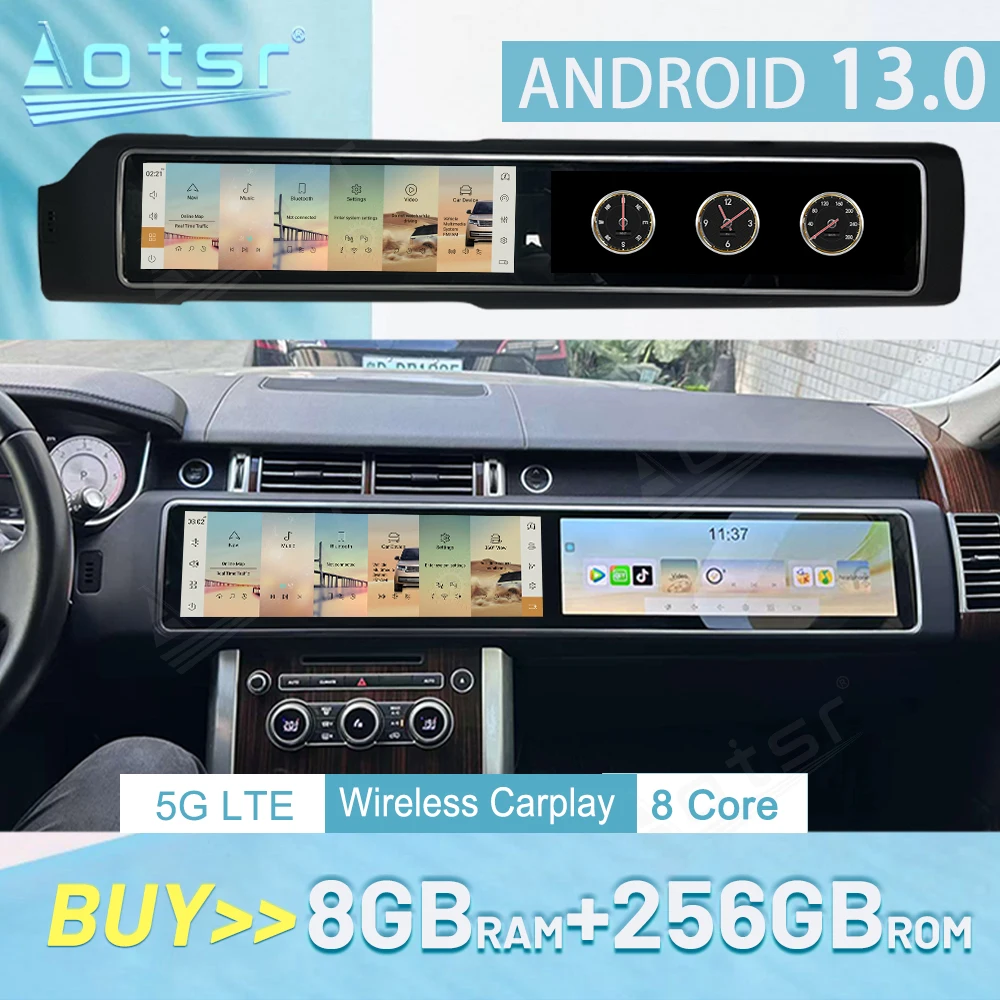 Dual Screen CarPlay Android 13.0 Car Radio For Land Rover Range Rover Sport Stereo Receiver Multimedia Player GPS Navi Head Unit