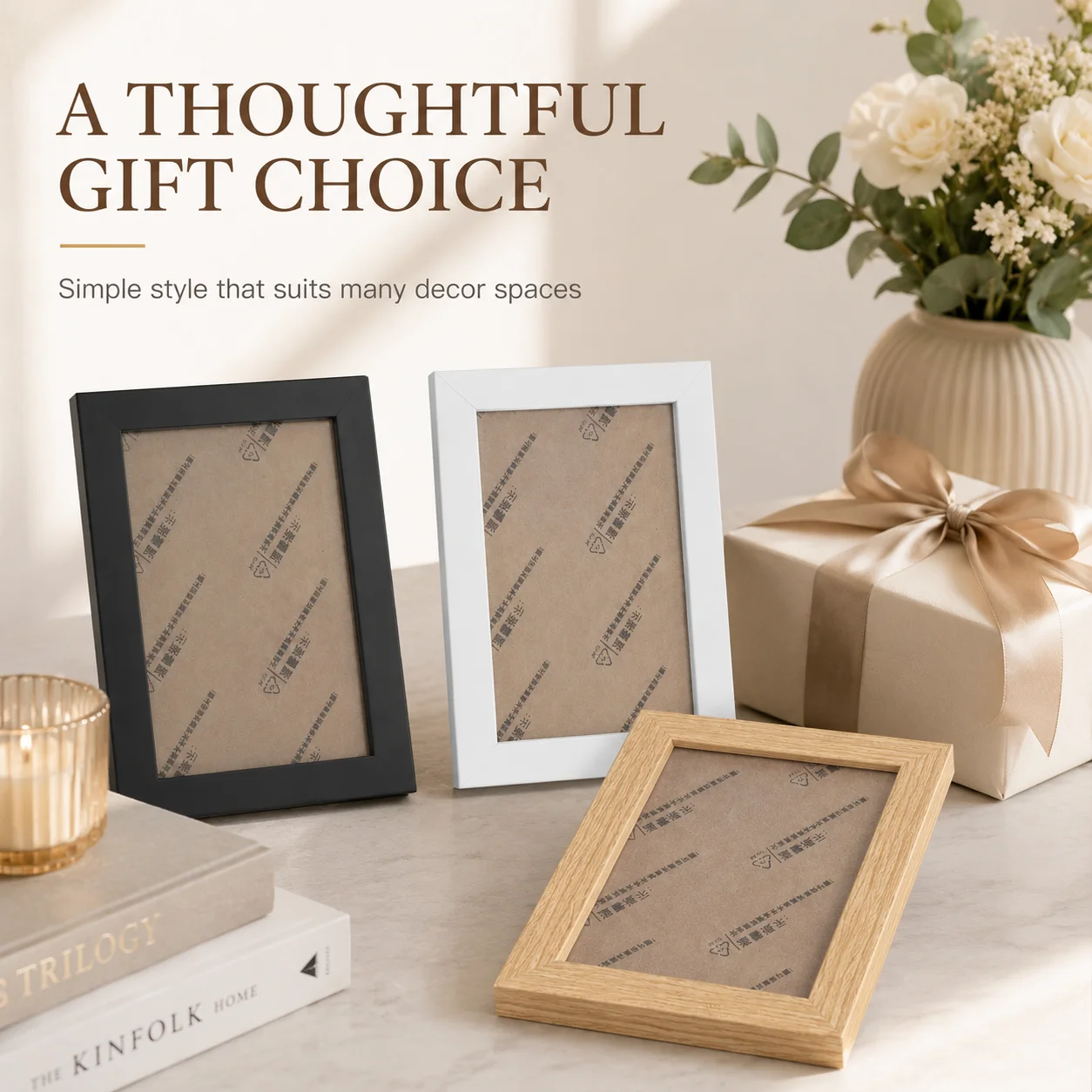 6 Inch Wooden Picture Frame Light Oak Dark Walnut Photo Frame for Family Memories Home Decor Gift