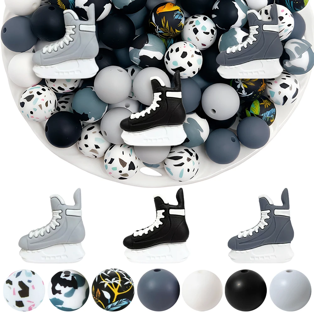 33/58-teiliges Set aus skaterförmigen Silikonperlen für DIY-Halsketten, Armbänder, Dekorationen, Stifte, Schmuckanhänger usw. Geburtstagsgeschenk für die Feiertage – Detail 1