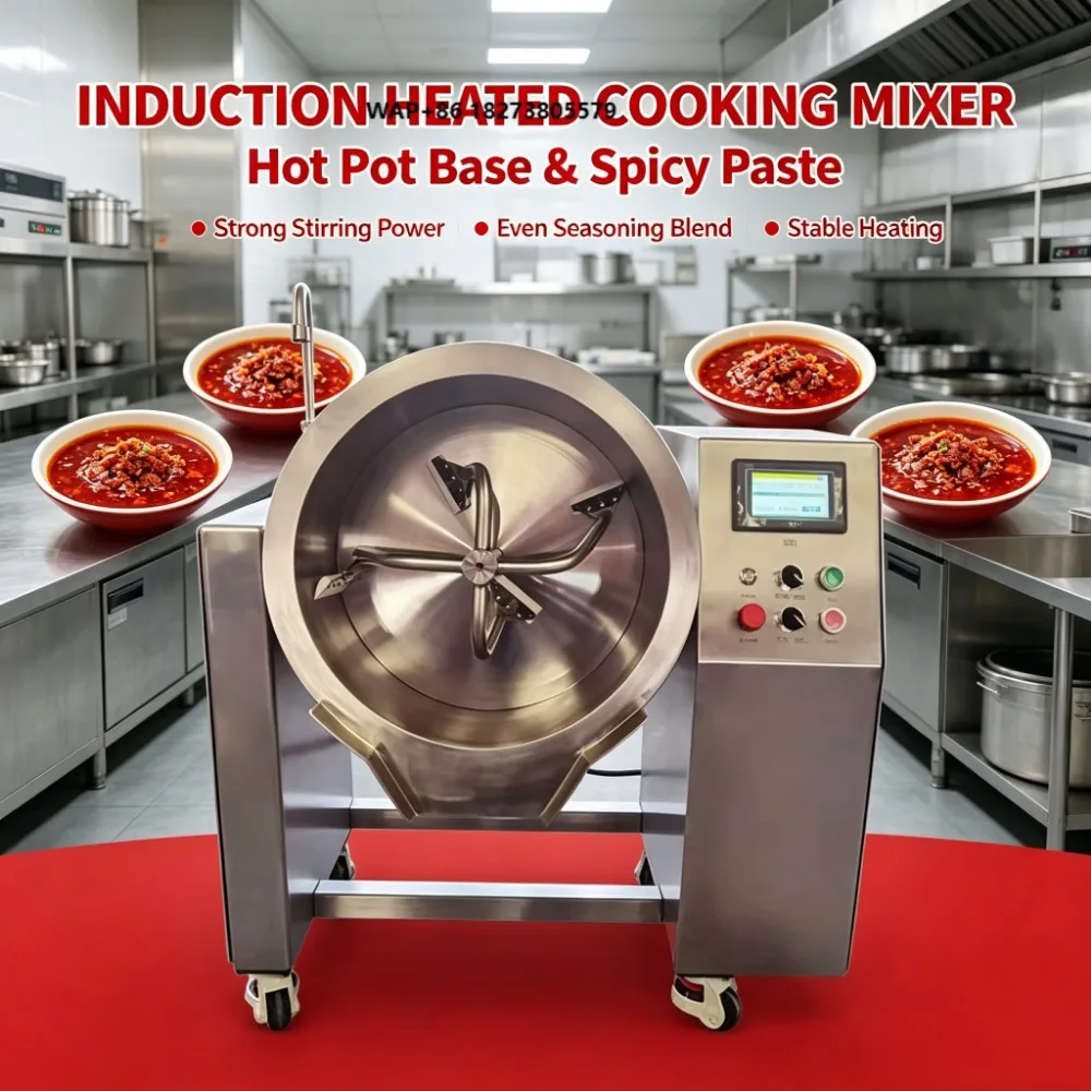 Food Grade Mixer Stainless Steel Variable Speed Scraper Induction Heated Cooking Mixer for Condiment Making Production Line