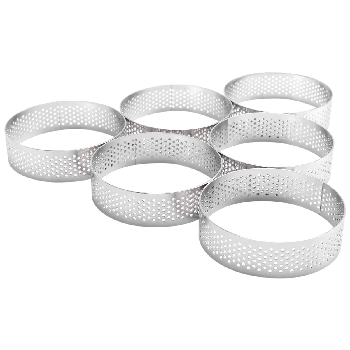 ABZL Cake Ring Mallen, 6 Stuks Rvs Poreuze Taart Ring, Geperforeerde Taart Taart Ring Mold, Cake Mousse Ring met Gaten 7cm