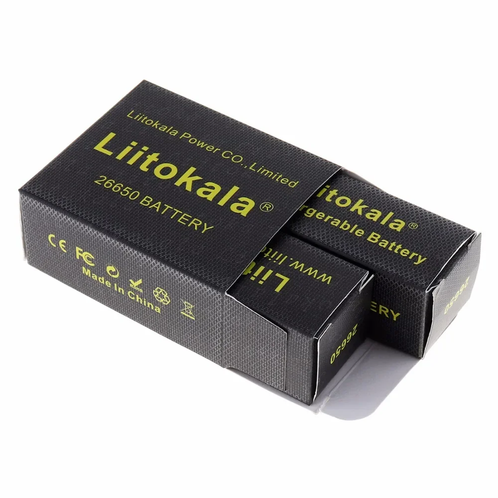 LiitoKala Lii-50A Pointed 3.7V 26650 5000mA Rechargeable batteries Discharger 26650-50A 20A Power battery for flashlight E-tools