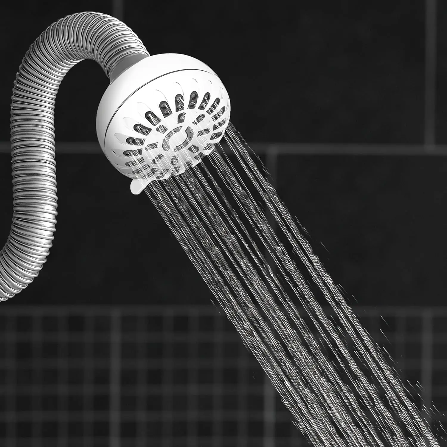 Adjustable Shower Head with 7 Spray Modes, Flexible Neck for All Heights, Chrome Finish