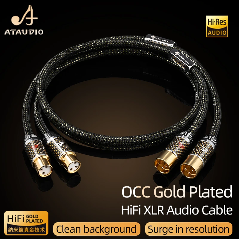 Kabel balansowy ATAUDIO HiFi XLR do głośnik wzmacniacz wysokiej jakości OCC pozłacany rdzeń 2XLR męski do 2XLR żeński kabel Audio