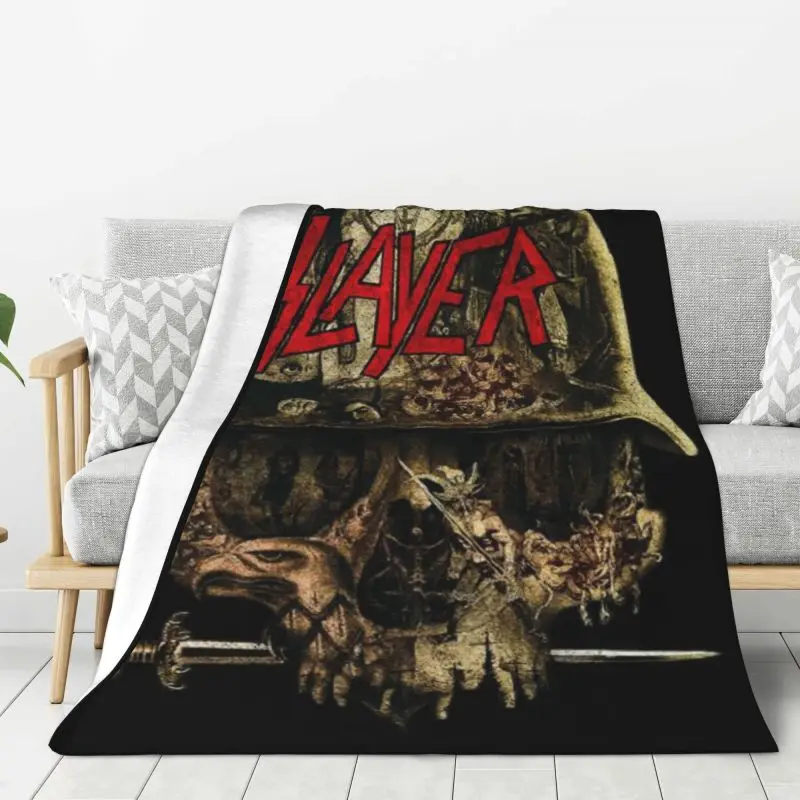 Custom Thrash Metal Band Slayers Blankets Warm Flannel Throw Blanket for Bedding Travel Sofa