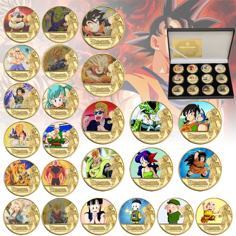 

Dragon Ball Gold Plated Gold Coin Son Goku Vegeta Commemorative Coins Children Classic Anime Peripherals Collection Toy Souvenir