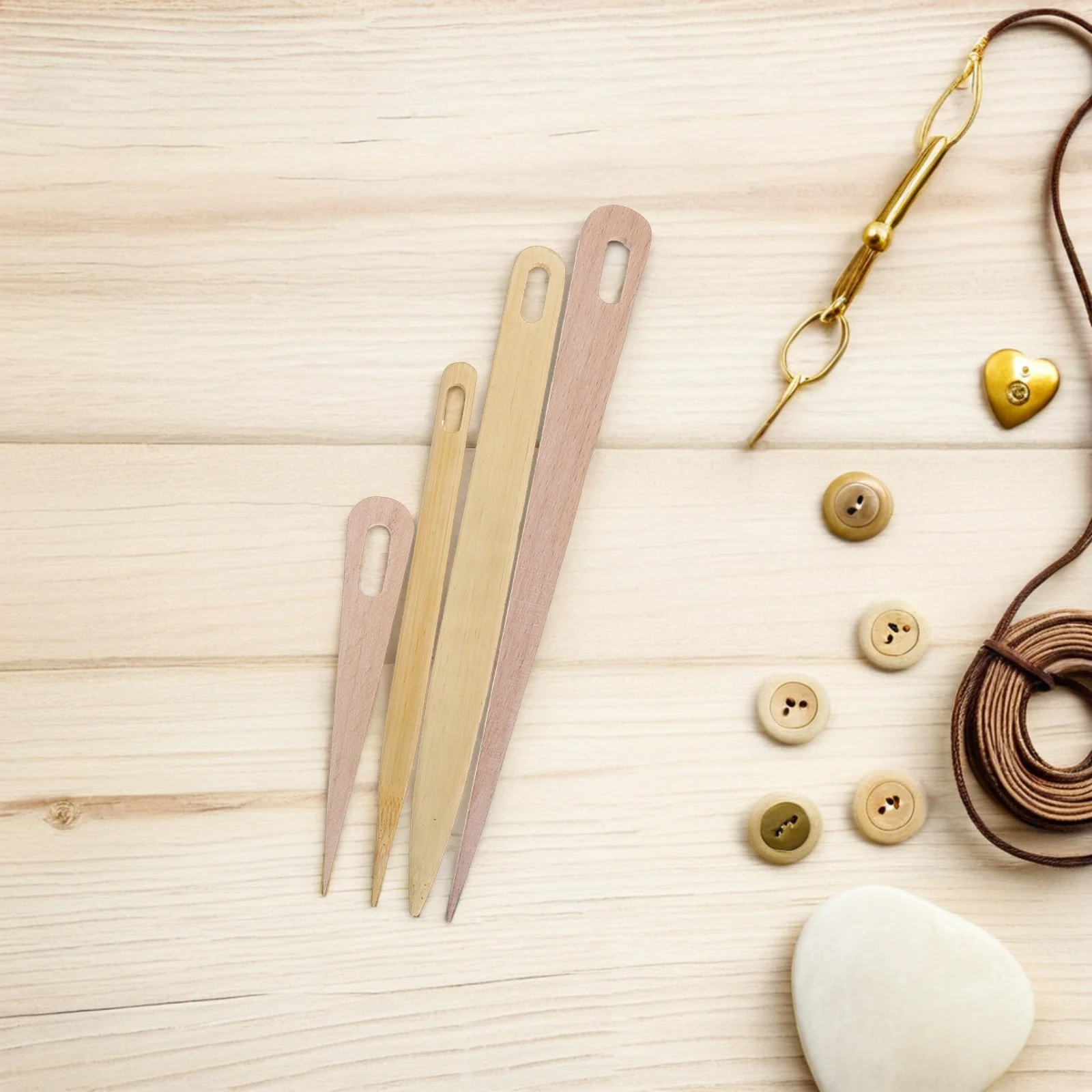 

4pcs Big Eye Tapestry Needles Wooden Bamboo Knitting Large-Eye Blunt Yarn Weaving Crochet Tools For Diy Crafts Durable Handmade