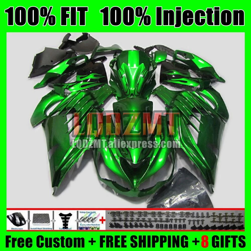 OEM Body For KAWASAKI NINJA ZX14R ZX-14R 12 13 14 15 16 17 71No.47 ZX 14 14R Gloss green 2012 2013 2014 2015 2016 2017 Fairing