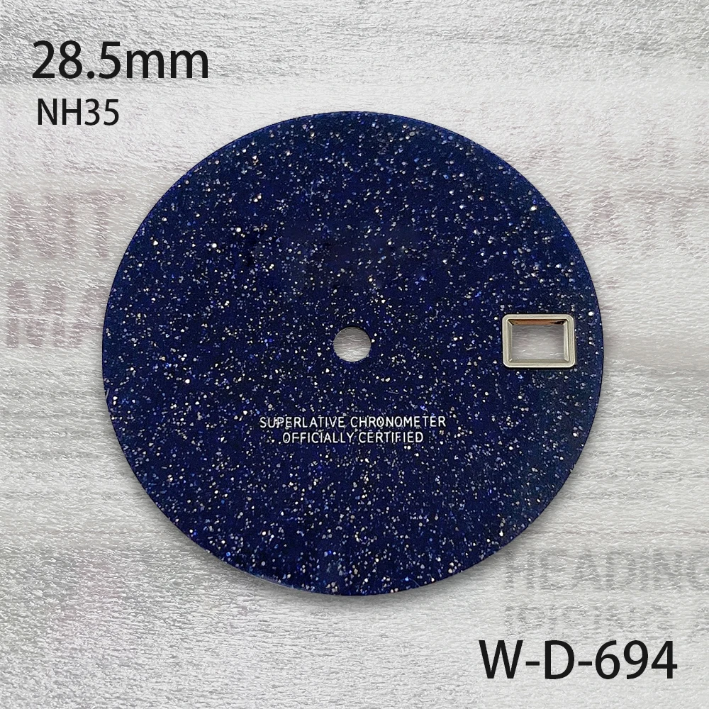 

28.5mm S Logo Dial Natural Blue Gold Stone Starry Sky Fit NH35 Movement High Quality Watch Modification Accessories