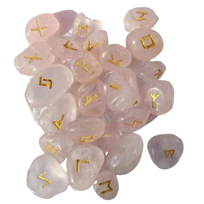 Set Of 25 Natural Amethyst Rune Stones For Divination, Irregular Pink Agate Runes, Perfect Gift Decoration