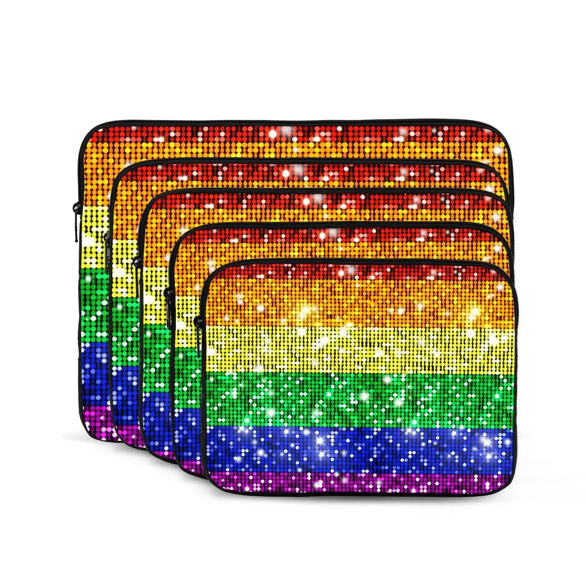 Faux Glitter Rainbow Pride Flag LGBT Gay Lesbian Notebook Laptop Bag Case Pouch For Macbook Air Pro Tablet Shockproof Case Bag