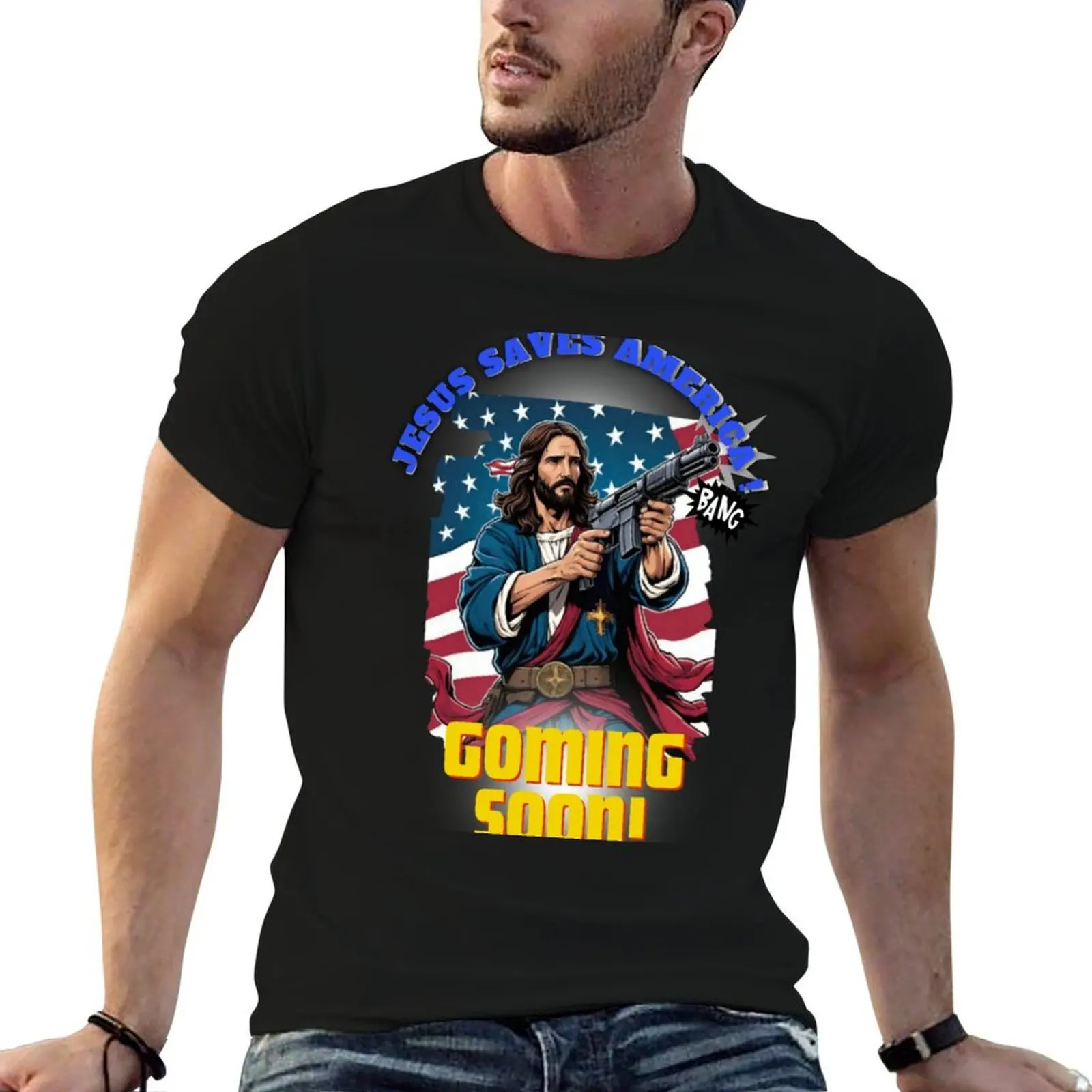 

for shirts cotton Jesus Sun tee Coming Saves funny funny funny America T-Shirt rifle shirts t man t man