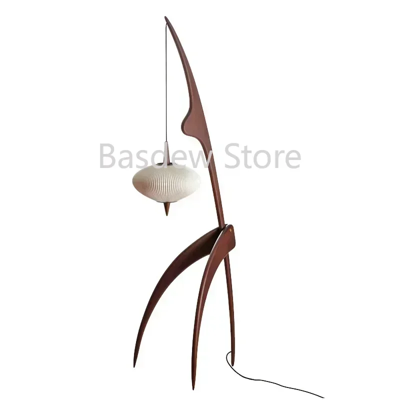 Japanese floor lamp retro design living room bedroom bed Creative B&B Hotel Walnut floor lamp