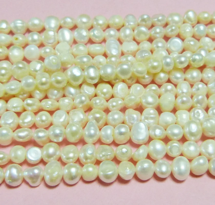 

5PCS 5-6MM White Baroque Freshwater Pearl Pearl. Loose beads 15 "