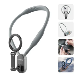 Amorus Silicone Magnetic Neck Mount Quick Release Hold for IPhone 15 14 13 12 SAMSUNG HUAWEI XIAOMI Vlog Selfie Mount Accessory