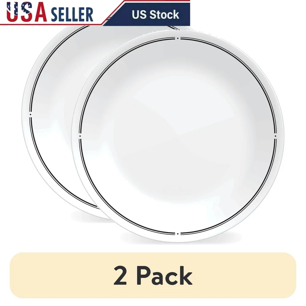 

2 Pack 8.5 Inch Round Salad Plates Brasserie Style Vitrelle Glass Stackable Microwave Dishwasher Safe Kitchen Tableware